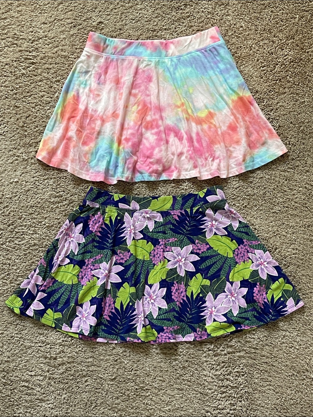Children’s Pace lots of 2 girls floral & tie dye print skorts, XXL 16